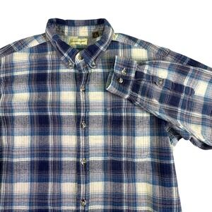 Hobbs Creek Plaid Flannel Shirt Blue Large Casual Americana Soft Grunge